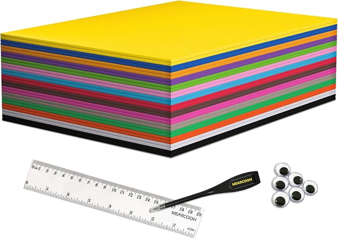 MEARCOOH Foam Sheets Crafts 9x12 in 30Pack 15 Colors 2mm Eva Color Craft Foam by MEARCOOH