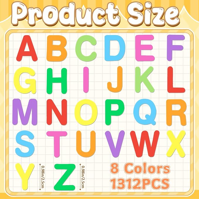 1312Pcs Foam Letter Stickers for Crafts 8Colors Self Adhesive Foam Stickers EVA - Image 2