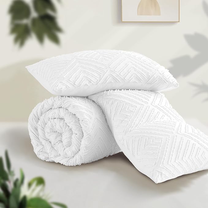 Andency White Oversized King Comforter 120"x98", 3 Pieces White Boho Bedding - Image 3