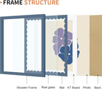 12x12 Picture Frame with Wavy Mat, Wooden Real Glass 12 x 12 Photo Frame - Image 5