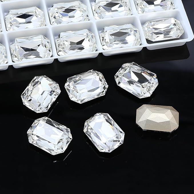 24Pcs Point Back Glass Rhinestones, 18 * 13MM Octagon Shape Faceted Rhinestones by Unknown