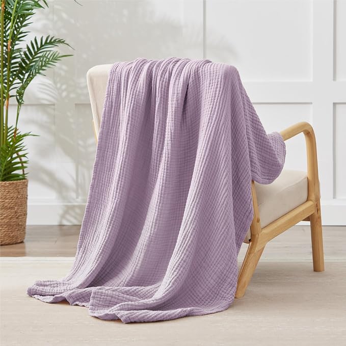 100% Cotton Muslin Blanket 50" x 60", Breathable and Lightweight Cotton Throw - Image 6
