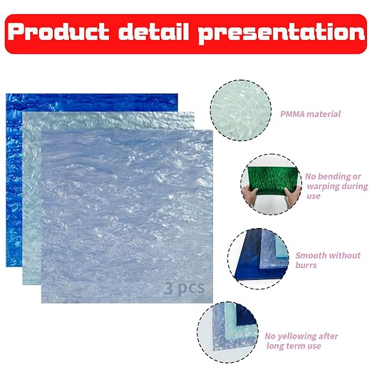 TOEPODO Pearlescent Ripple Cast Acrylic Sheets 1/8inch Thick Marble Acrylic - Image 2