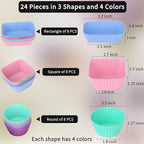 24 pcs Silicone Cupcake Baking Cups Dulinkas Reusable Cupcake Liners Non-Stick - Image 3