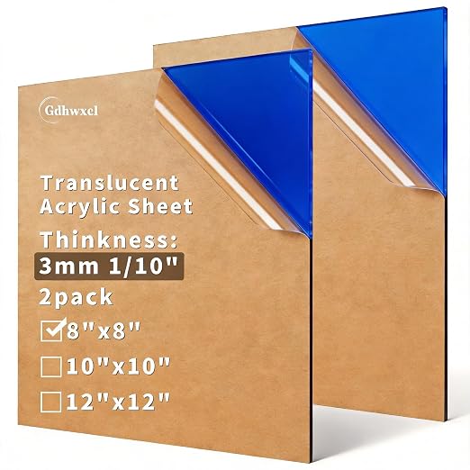 1/8 Thick 8 x 8 inch Translucent Acrylic Sheets by gdhwcxl