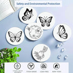 6 Absorbent Ceramic Tiles with Cork Base, Paint Your Own Butterfly Coaster | - Image 3