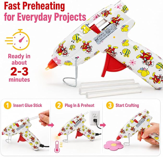 Mini Hot Glue Gun Kit with 30 Glue Sticks and Carrying Case, 15W Fast - Image 3