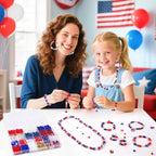 UPINS Patriotic Bracelet Making Kit Red White Blue Beads - Image 4