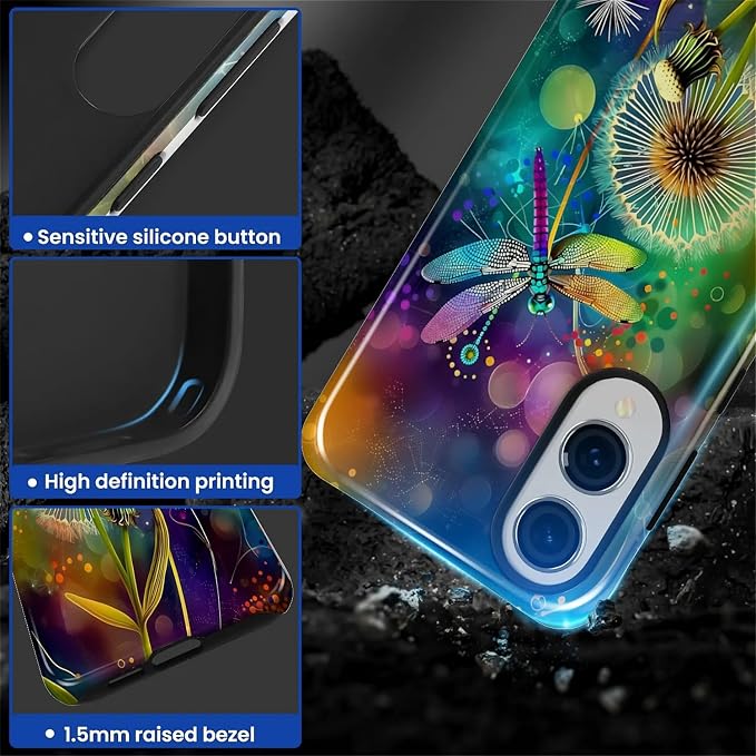 for Samsung Galaxy S25 Edge Case, Dragonfly Dandelion Colorful Pattern Glossy 2 - Image 4