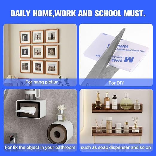 White Double Sided Adhesive Pads, Heavy Duty Mounting Tape, Super-Sticky Black - Image 6