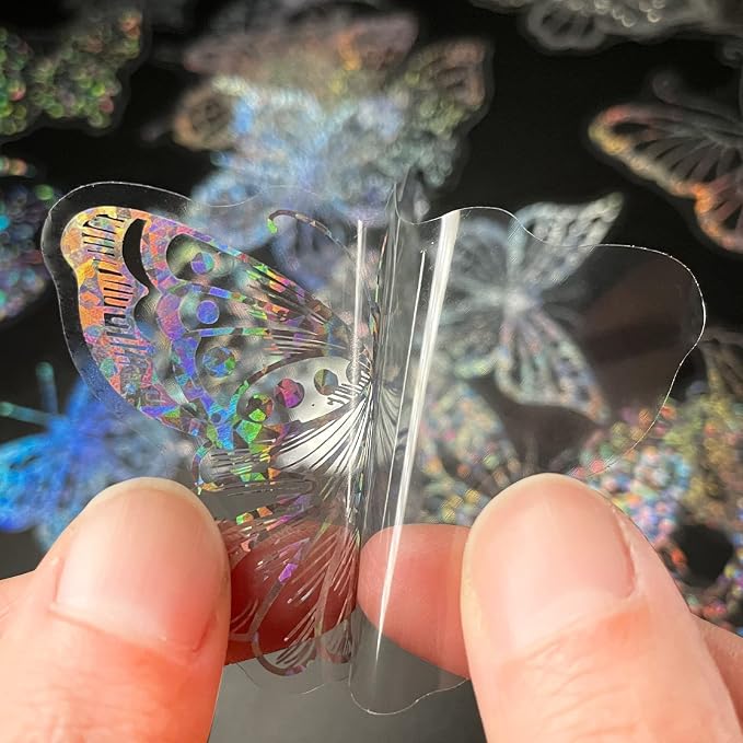 Yoksas 100Pcs Holographic Glitter Butterfly Stickers - Image 3