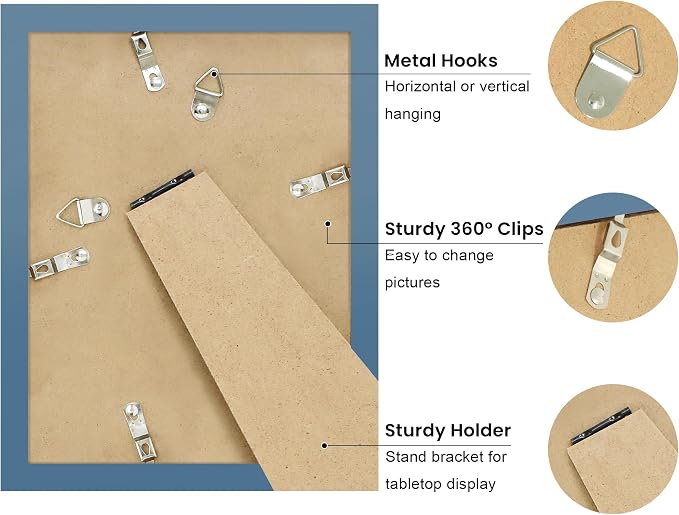 6x8 Picture Frame with Wavy Mat, Wooden Real Glass 6 x 8 Photo Frame - Image 4