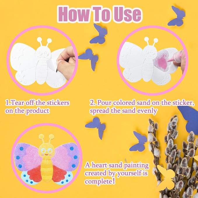 30-Set Butterfly Sand Art Craft Kit, Spring DIY Sand Painting Activities | - Image 3