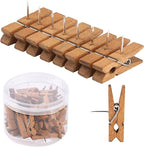 50 PCS Push Pin with Wooden Clips, Durable Wooden Push Pins, Decorative by Joyberg