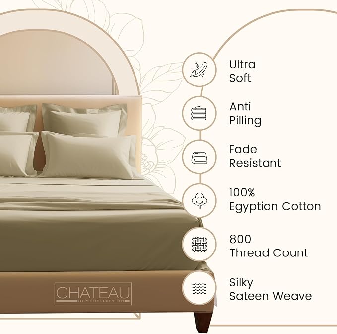 100% Egyptian Cotton Bed Sheets, Certified 800 Thread Count Sateen Weave 15" - Image 3