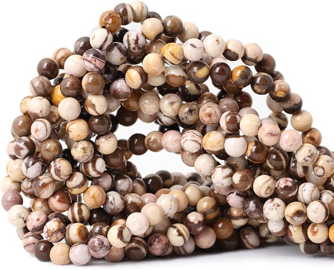 60PCS 6mm Natural Australian Zebra Gemstone Round Loose Beads Crystal Energy by CHEAVIAN