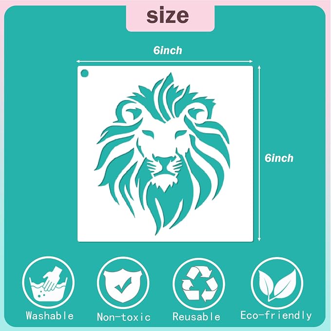 yhslmh Lion Tiger Stencils for Painting on Wood Reusable Animal Spray Paint - Image 3