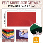 Soft Felt Fabric Sheet 18" x 36", 1.6mm Acrylic Craft Felt, Large Precut Sheet - Image 2