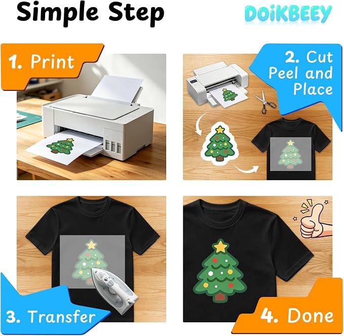 Heat Transfer Paper 20 Sheets, 8.5" X 11" Dark Iron On Transfer Paper | - Image 4