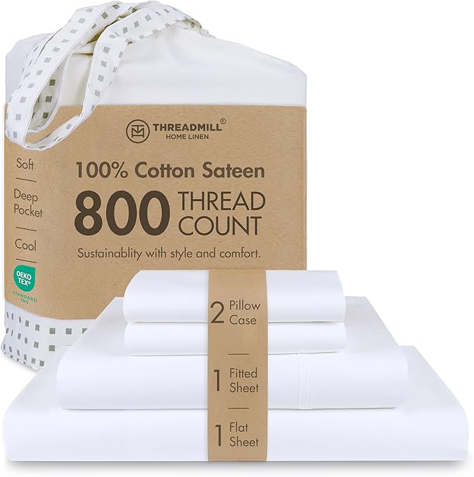 Threadmill Luxury 800 Thread Count Full Size 100% Cotton Sheets by ThreadmillHomeLinen