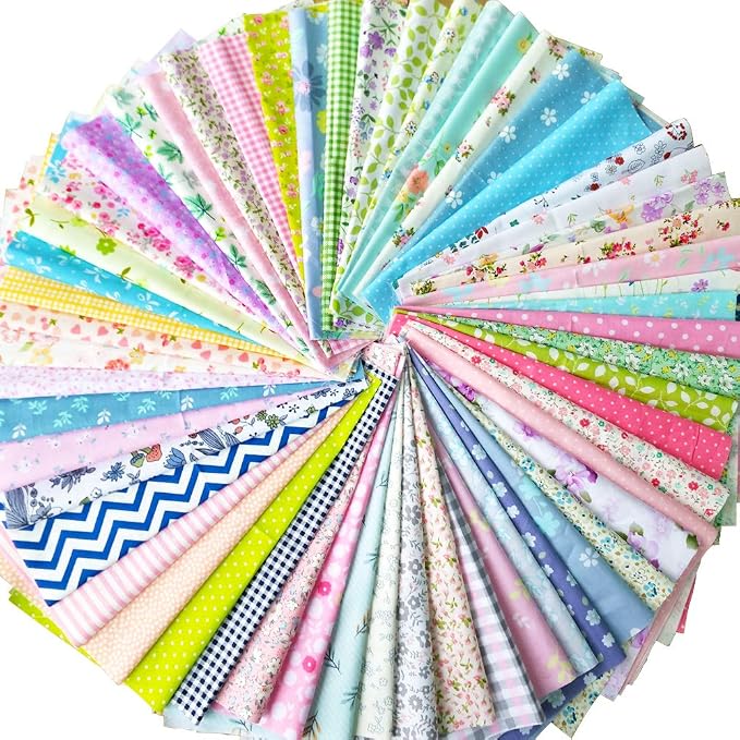 flic-flac 50pcs 8 x 8 inches Cotton Fabric Squares Quilting Sewing Floral - Image 8
