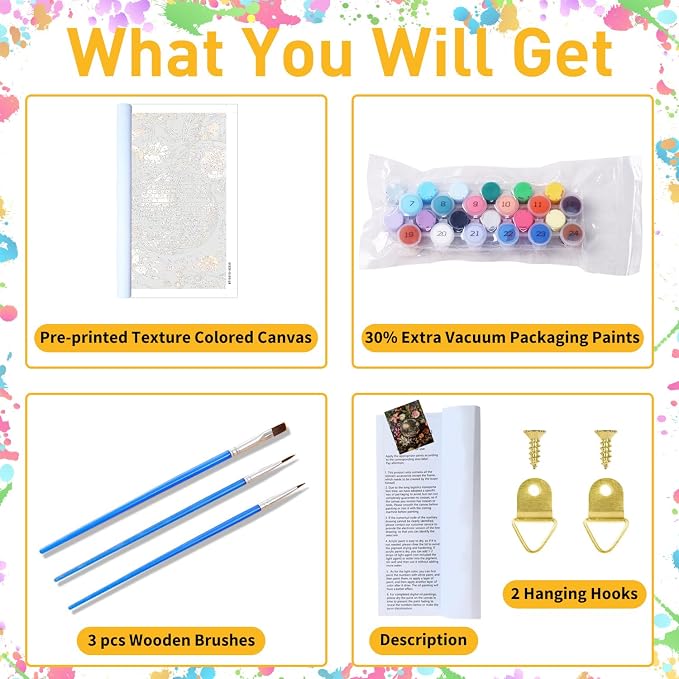 Flowers Paint by Numbers for Adult, Disco Paint by Numbers Kit for Adults - Image 4
