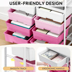Rolling Cart with 8 Drawers, Storage Drawer Cart with Wooden Tabletop, Lockable - Image 5