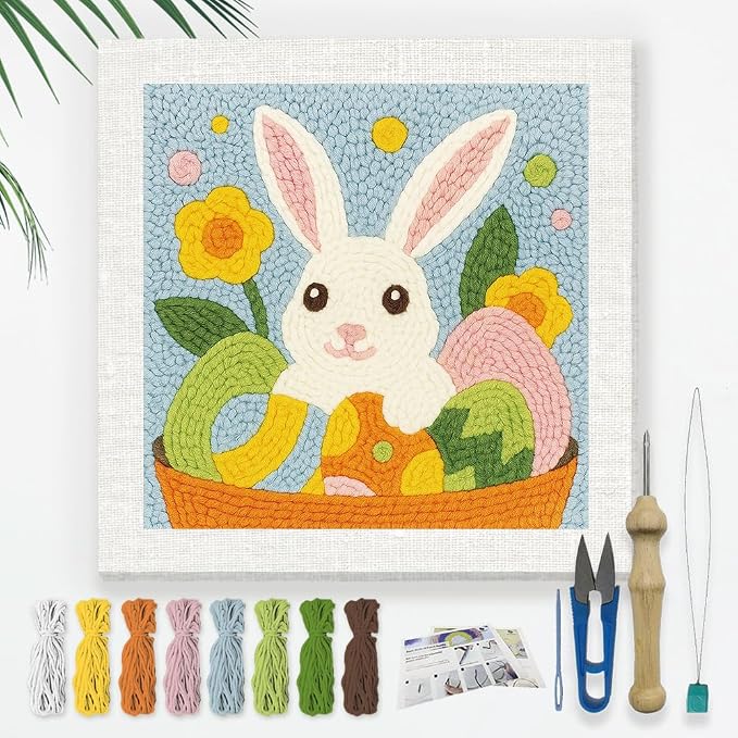Doodlream Easter Rabbit Eggs DIY Punch Needle Embroidery Kit by Doodlream