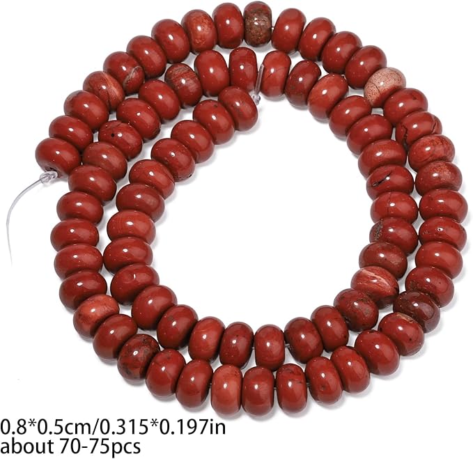Songxi 5x8mm Natural Red Stone Rondelle Beads, Gemstone - Image 2
