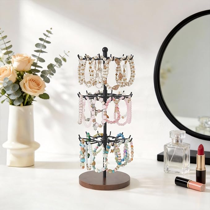 Mkono Bracelet Holder Gold Metal Rotating Bracelet Display Stand 3 Tier Jewelry - Image 3