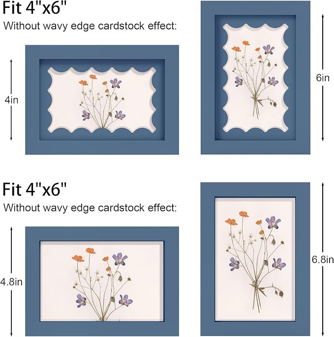 4x6 Picture Frame with Real Glass, Wooden cute 4 x 6 Photo Frame with Wavy Mat - Image 3
