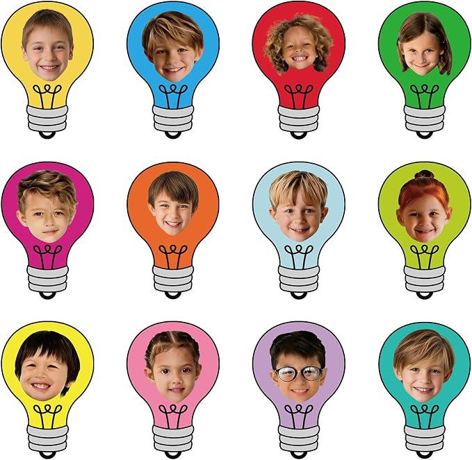 60PCS VBS 2026 Light Bulb Theme Cutouts Colorful Light Bulb Bulletin Board by partygreeting