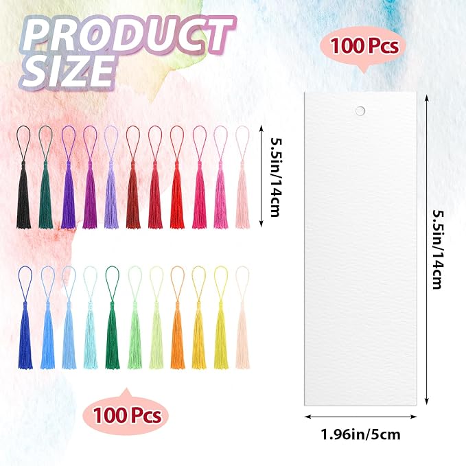 Skyygemm 200 Pcs Watercolor Paper Blank Bookmarks - Image 4