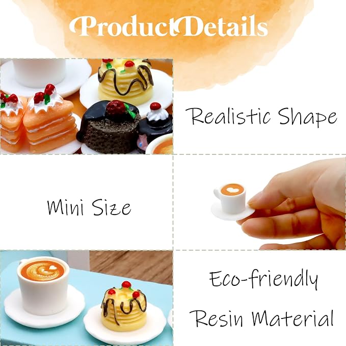 Hiawbon 24 Pcs Miniature Coffee Cup 1:12 Coffee Mugs Cakes Model | Miniatures - Image 3