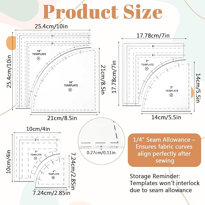 3 Set Drunkards Path Quilting Templates - Image 3