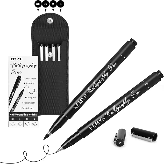 KEMYR 4 Micro Fine liner Drawing Art Pens Calligraphy Pens: XS-L Size Black Art by Kemyr