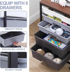 SYKIARIOL Utility Cart with 5 Drawers, Storage Drawer Cart with Wooden Tabletop - Image 4