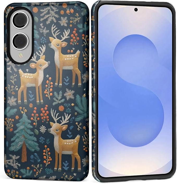 Case for Samsung Galaxy S25 Edge Case, Cute Christmas Reindeer Design Hybrid by Kapadiy
