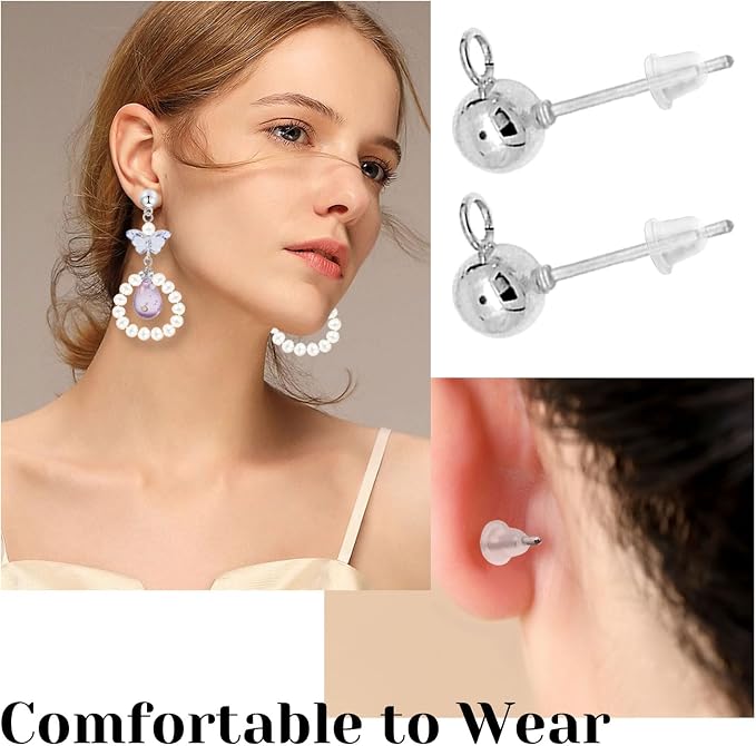60pcs Ball Studs for Jewelry Making, Hypoallergenic Ball Earring Studs - Image 5