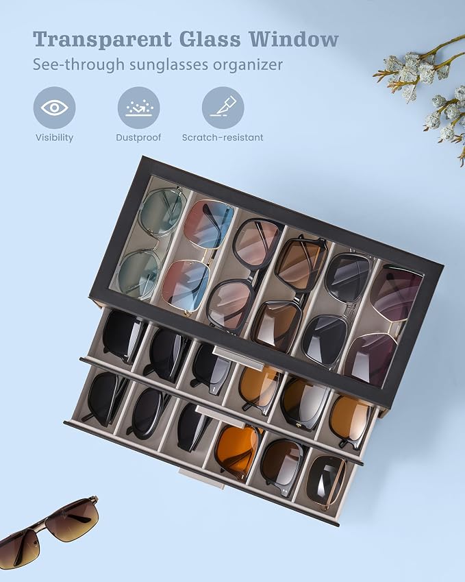 Lolalet Sunglasses Storage Box for Women, Eyewear Eye Glass Organizer - Image 3