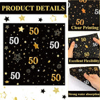 Qyeahkj 48Pcs 50th Birthday Paper Plates and Napkins Black and Gold Happy - Image 4