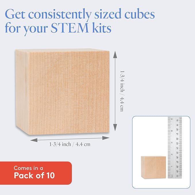 DIY Wood Cubes 1-3/4-inch, Wood Blocks for, STEM and Blank Wooden Cubes - Image 3