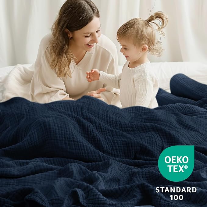 100% Cotton Muslin Blanket 40" x 40", Breathable and Lightweight Cotton Throw - Image 3