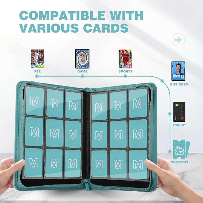 Trading Card Binder with 9 Side Loading Pocket Card Album Hold Up to 540 Cards - Image 2