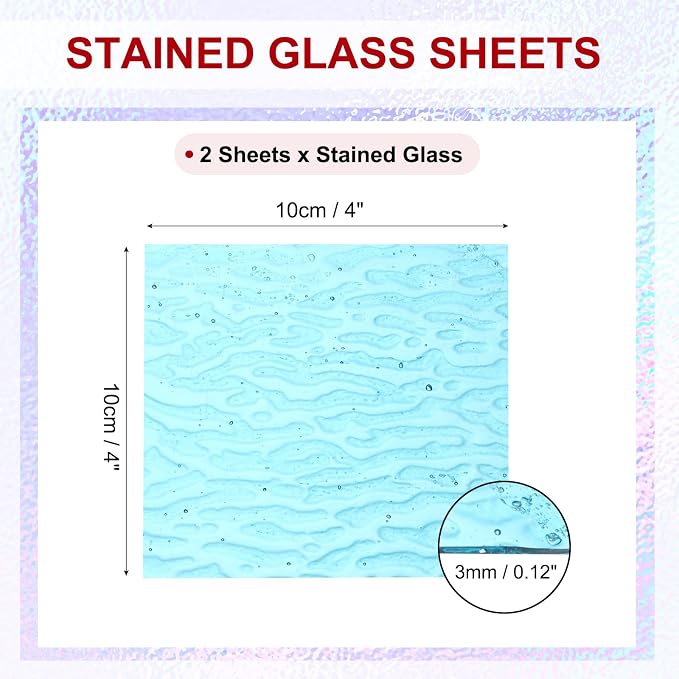 PATIKIL 4 x 4 Inch Transparent Stained Glass Sheets, 2 Sheets Mosaic Glass - Image 2
