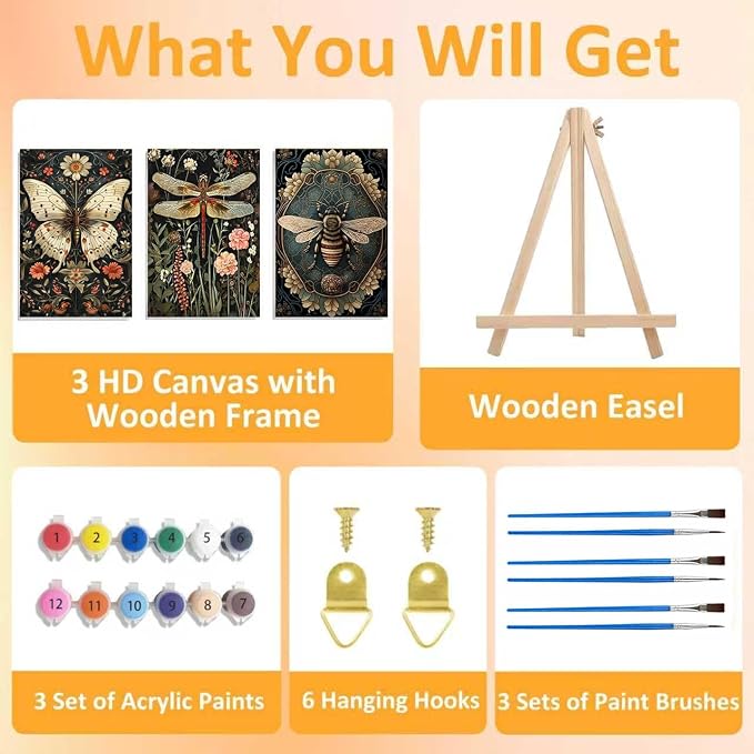 3 Pack Framed Paint by Numbers for Adult - Image 4