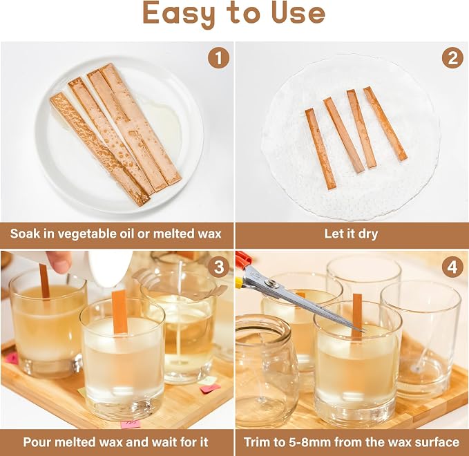 MAQIHAN 100 Wood Wicks for Candles Making - Image 3
