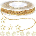 33ft Gold Chain for Jewelry Making Non-Tarnish 18K Gold Plated Stainless Steel by Jishi