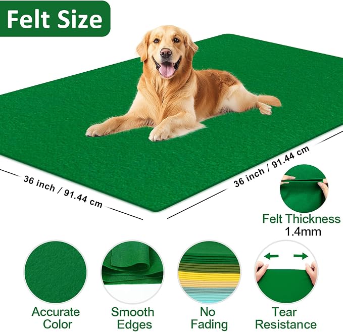 XSEINO Emerald Green Large Felt Fabric 36" X 36 ", 1.4 mm Thick Soft Felt - Image 2