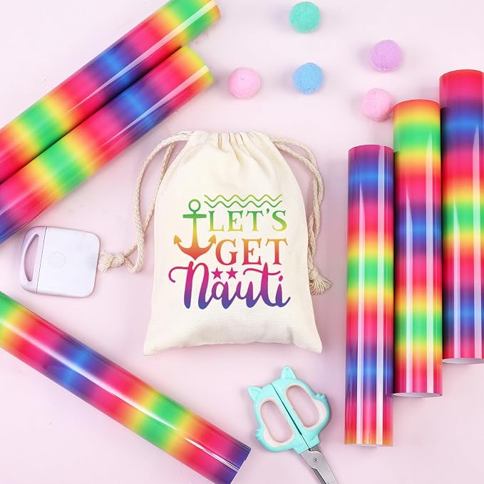 Tintnut Rainbow Gradient Heat Transfer Vinyl, Ombre pattern PU HTV Sheets - Image 4